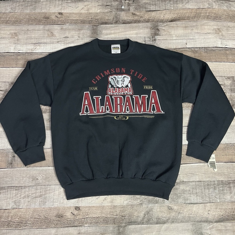 Alabama Crimson Tide Sweatshirt Size Large Black Vintage Tultex College NCAA